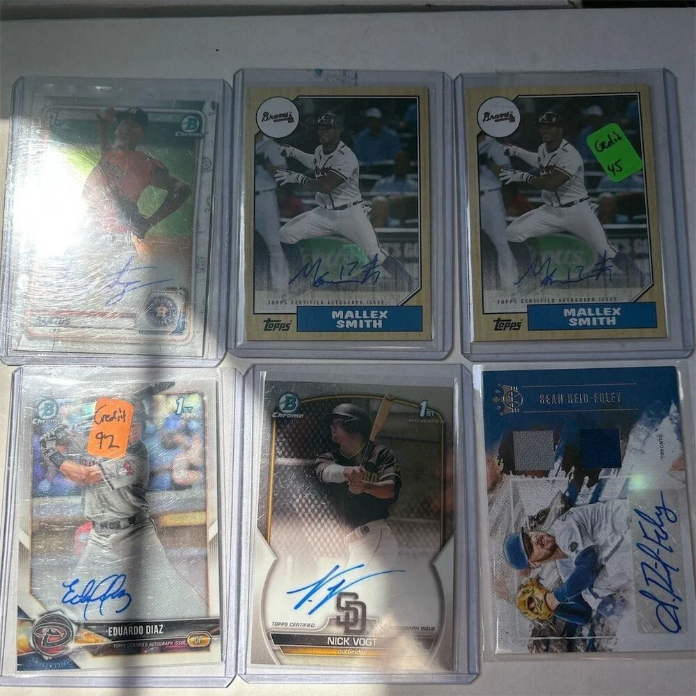 MLB Autograph Trading Card Lot 6 Cards Mallex Smith x2 Vogt Diaz
